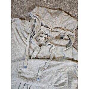 Dude Robe Men's Cotton Blend Hooded Belted Bath Robe Gray Small